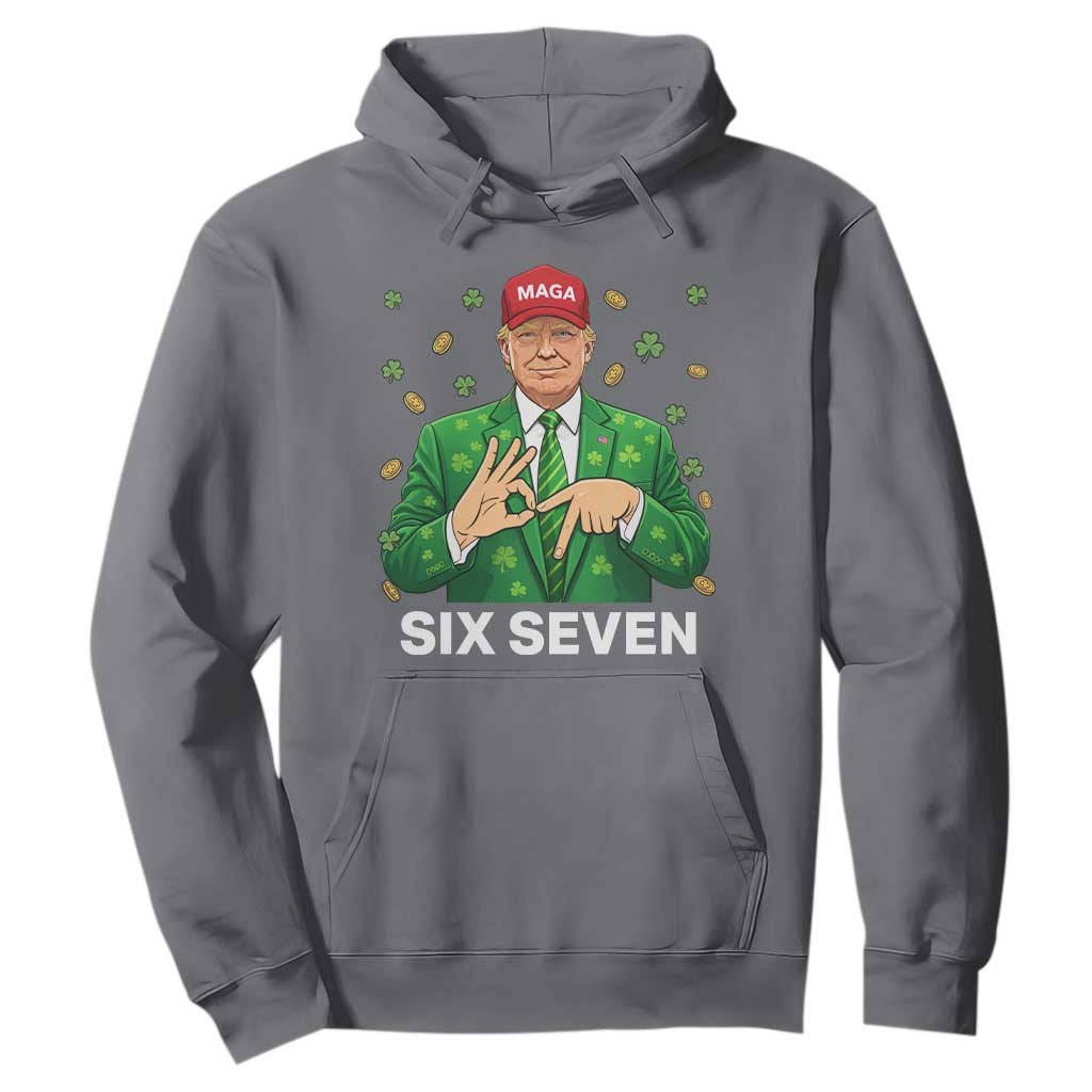 67 Trump St Patricks Day Hoodie Funny Six Seven Hands Meme Political TS14 Charcoal Print Your Wear