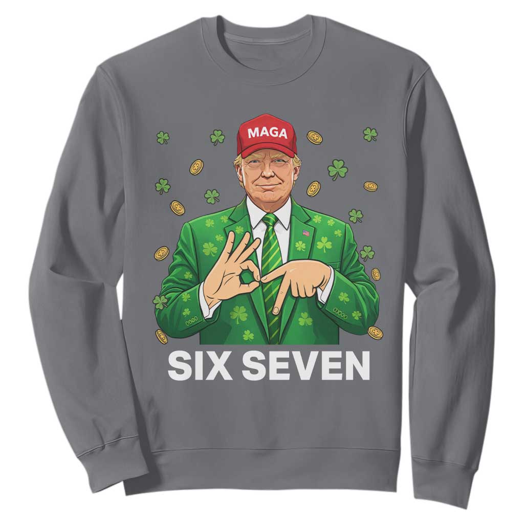 67 Trump St Patricks Day Sweatshirt Funny Six Seven Hands Meme Political TS14 Charcoal Print Your Wear