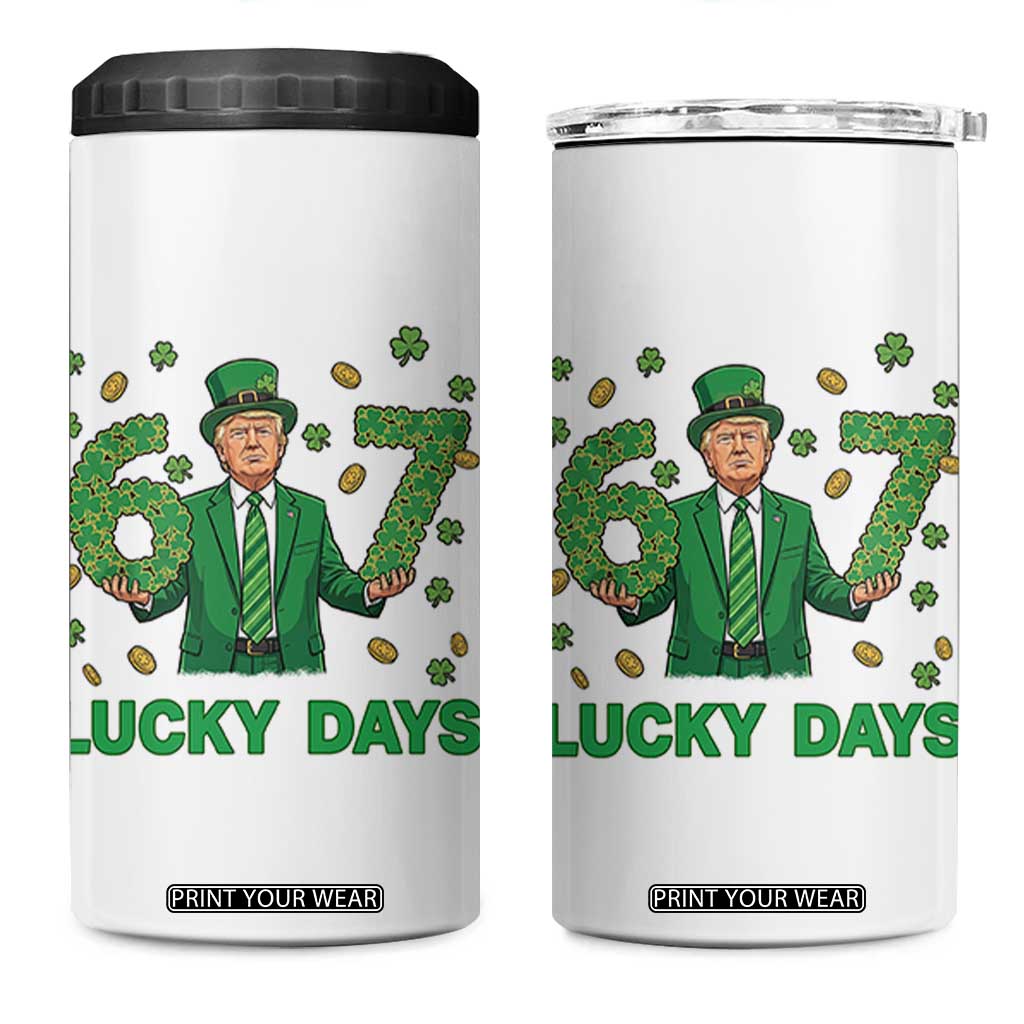 67 Trump St Patricks Day 4 in 1 Can Cooler Tumbler Funny Six Seven Political Meme TS14 One Size: 16 oz White Print Your Wear