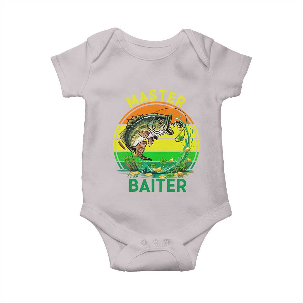 Funny Bass Fishing St Patricks Day Baby Onesie Master Baiter TS14 Ice Gray Print Your Wear