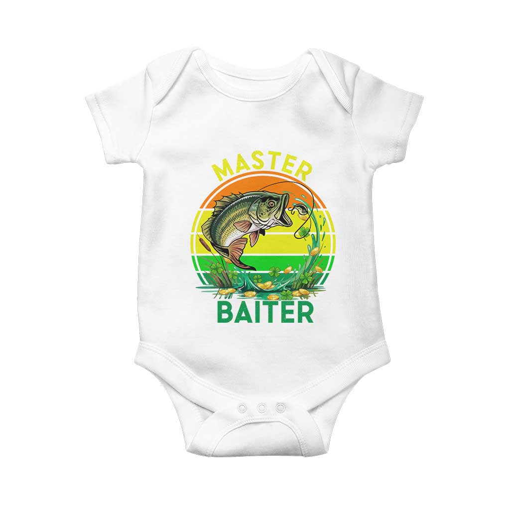 Funny Bass Fishing St Patricks Day Baby Onesie Master Baiter TS14 White Print Your Wear