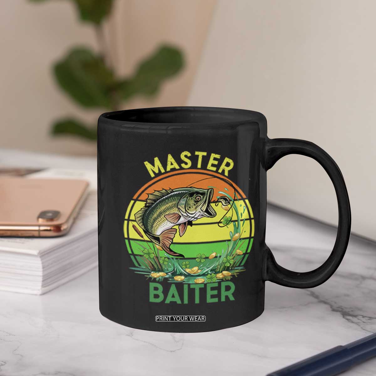 Funny Bass Fishing St Patricks Day Coffee Mug Master Baiter TS14 Print Your Wear