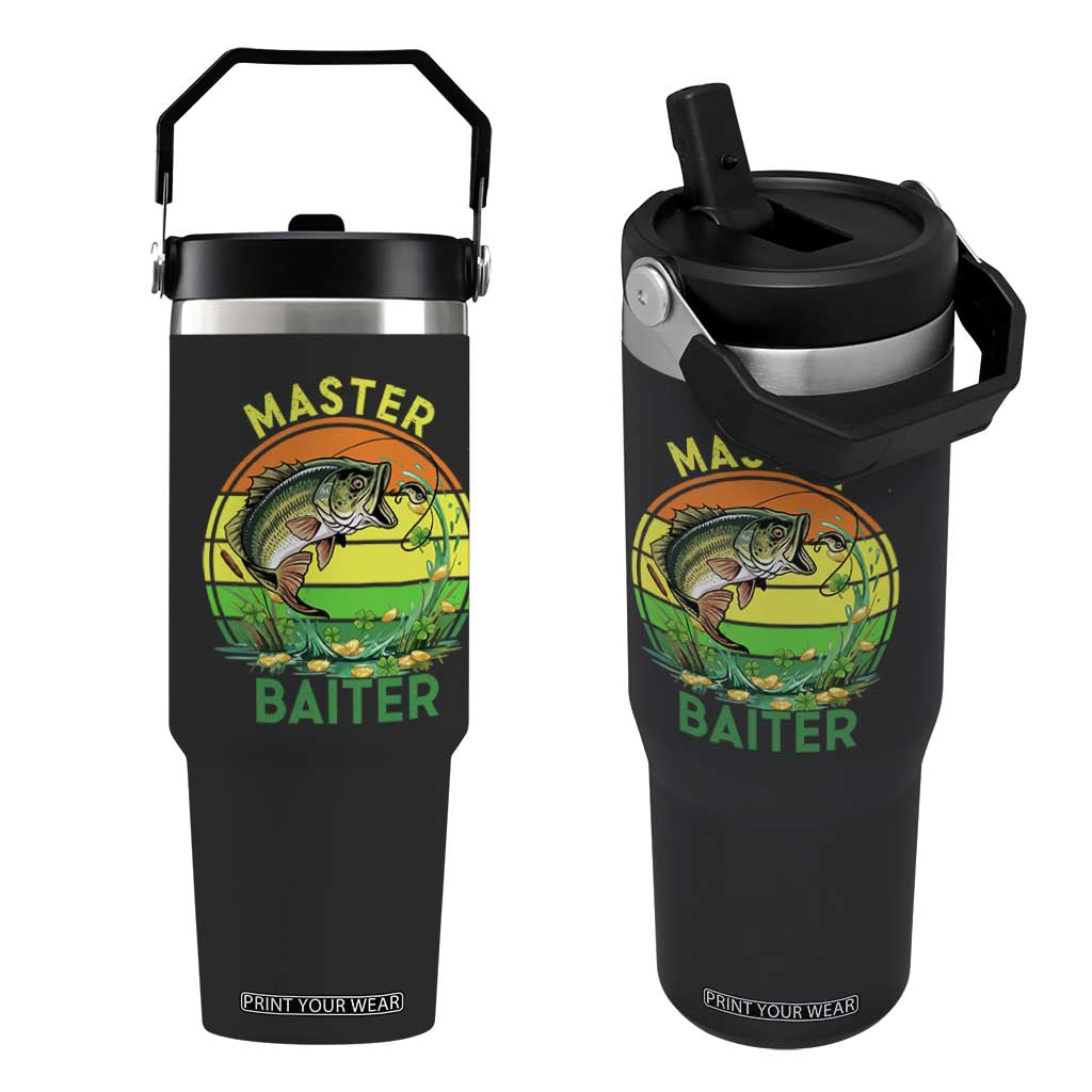 Funny Bass Fishing St Patricks Day Flip Straw Tumbler Master Baiter TS14 One Size: 30 oz Black Print Your Wear