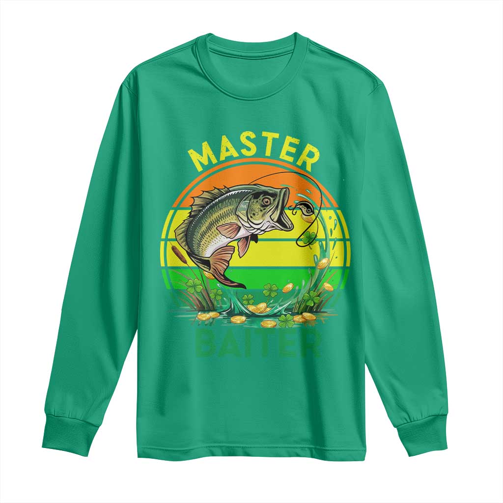 Funny Bass Fishing St Patricks Day Long Sleeve Shirt Master Baiter TS14 Irish Green Print Your Wear