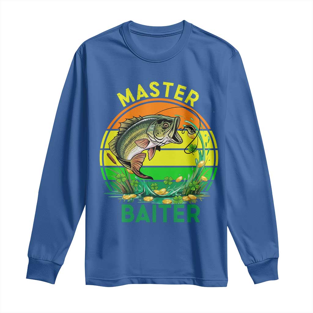 Funny Bass Fishing St Patricks Day Long Sleeve Shirt Master Baiter TS14 Royal Blue Print Your Wear
