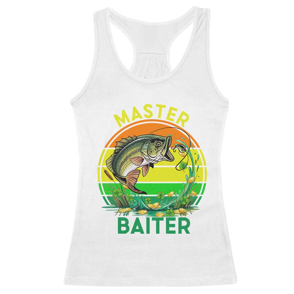 Funny Bass Fishing St Patricks Day Racerback Tank Top Master Baiter TS14 White Print Your Wear