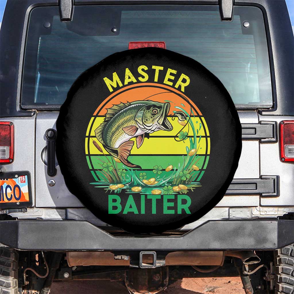 Funny Bass Fishing St Patricks Day Spare Tire Cover Master Baiter TS14 No hole Black Print Your Wear