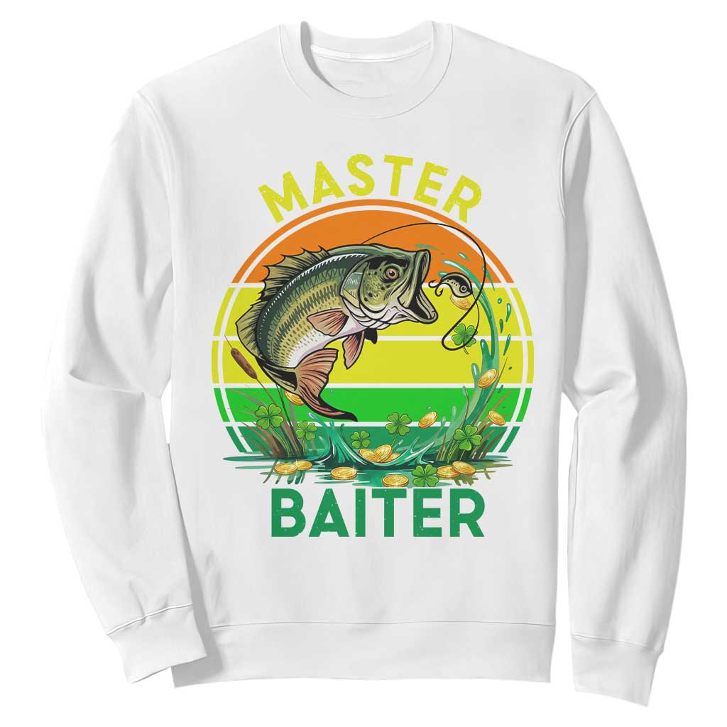 Funny Bass Fishing St Patricks Day Sweatshirt Master Baiter TS14 White Print Your Wear