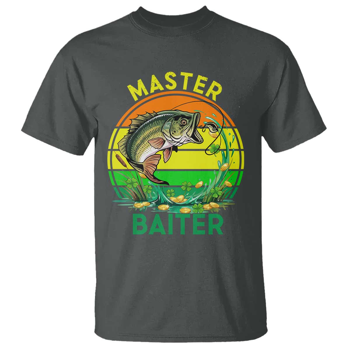 Funny Bass Fishing St Patricks Day T Shirt Master Baiter TS14 Dark Heather Print Your Wear