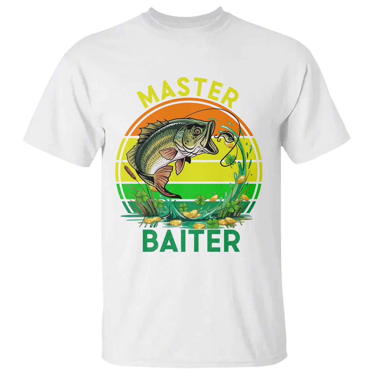 Funny Bass Fishing St Patricks Day T Shirt Master Baiter TS14 White Print Your Wear