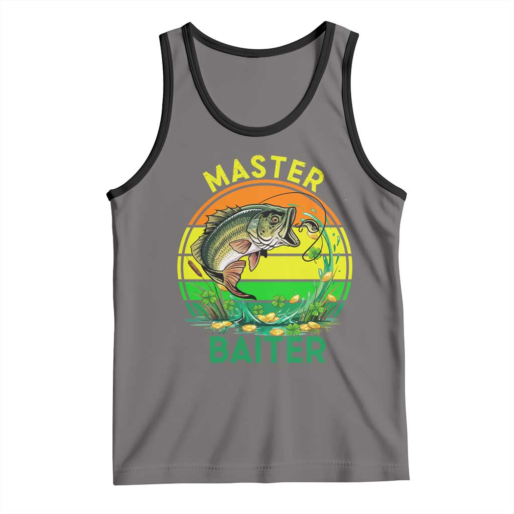 Funny Bass Fishing St Patricks Day Tank Top Master Baiter TS14 Deep Heather Black Print Your Wear