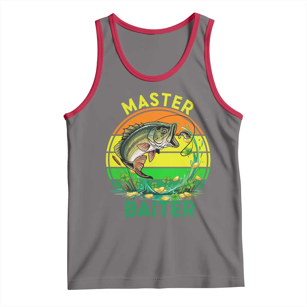 Funny Bass Fishing St Patricks Day Tank Top Master Baiter TS14 Deep Heather Red Print Your Wear