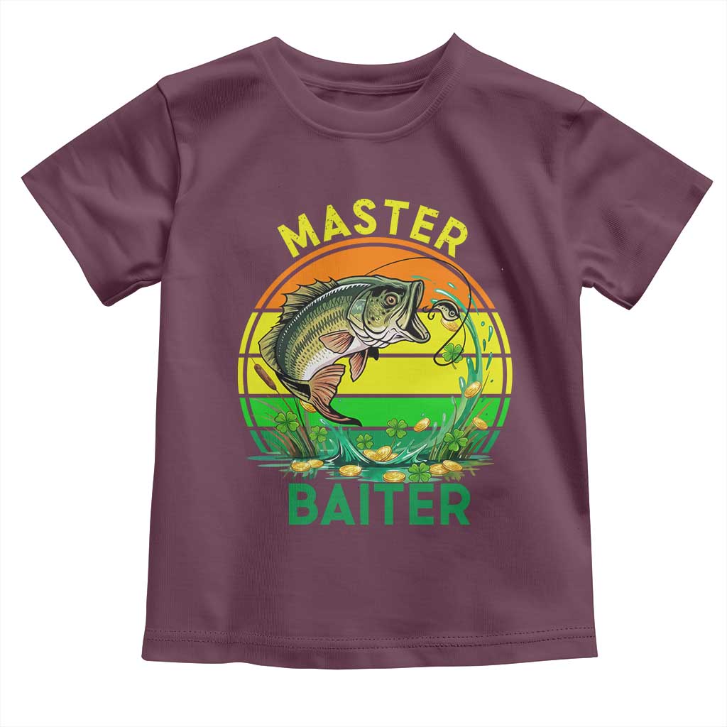 Funny Bass Fishing St Patricks Day Toddler T Shirt Master Baiter TS14 Maroon Print Your Wear