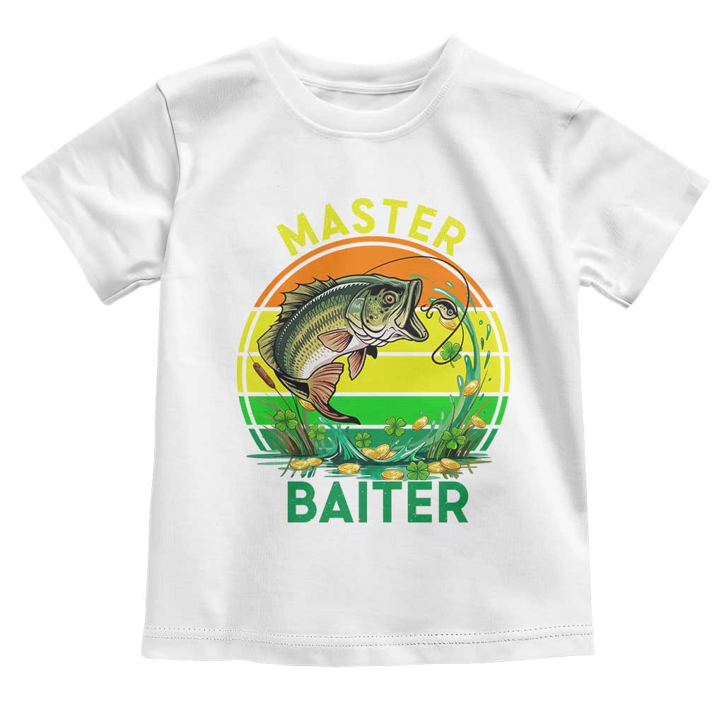 Funny Bass Fishing St Patricks Day Toddler T Shirt Master Baiter TS14 White Print Your Wear