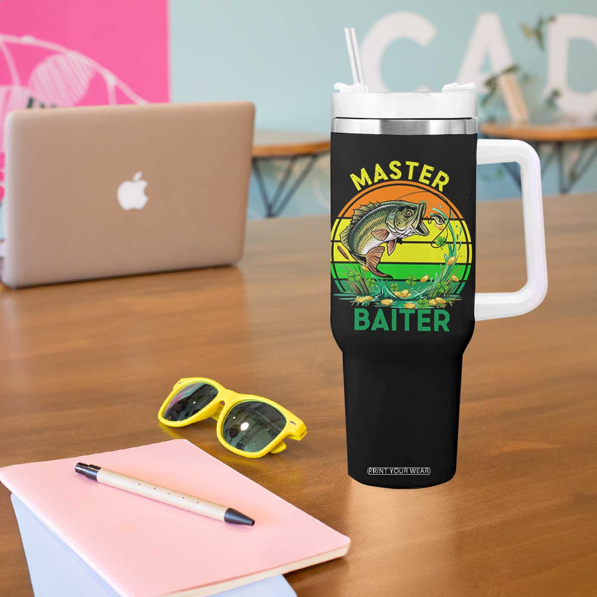 Funny Bass Fishing St Patricks Day Tumbler With Handle Master Baiter TS14 Print Your Wear