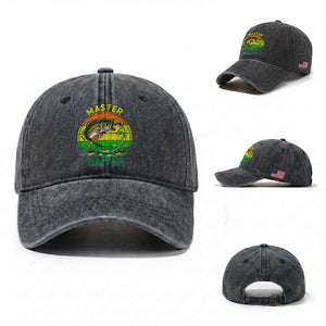 Funny Bass Fishing St Patricks Day Washed Cotton Baseball Cap Master Baiter TS14 Washed Cap Universal Fit Dark Gray Print Your Wear