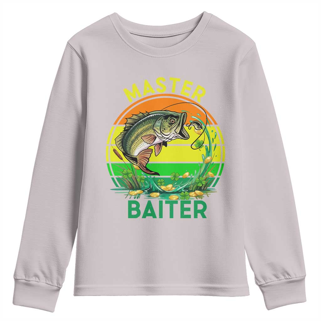 Funny Bass Fishing St Patricks Day Youth Sweatshirt Master Baiter TS14 Ice Gray Print Your Wear