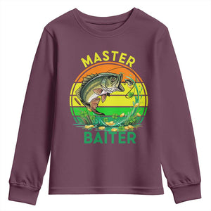 Funny Bass Fishing St Patricks Day Youth Sweatshirt Master Baiter TS14 Maroon Print Your Wear