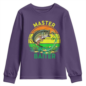 Funny Bass Fishing St Patricks Day Youth Sweatshirt Master Baiter TS14 Purple Print Your Wear