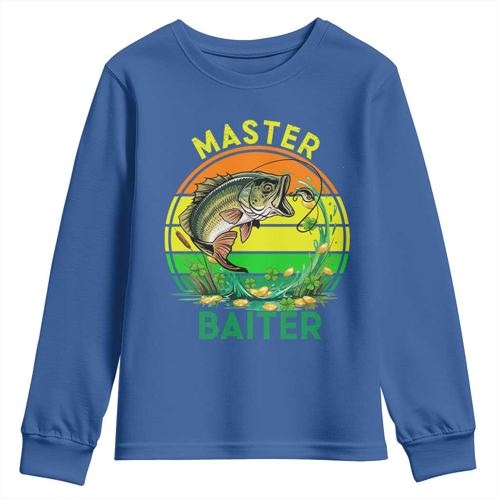 Funny Bass Fishing St Patricks Day Youth Sweatshirt Master Baiter TS14 Royal Blue Print Your Wear