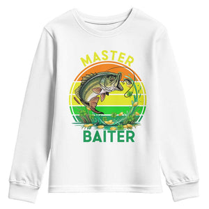 Funny Bass Fishing St Patricks Day Youth Sweatshirt Master Baiter TS14 White Print Your Wear