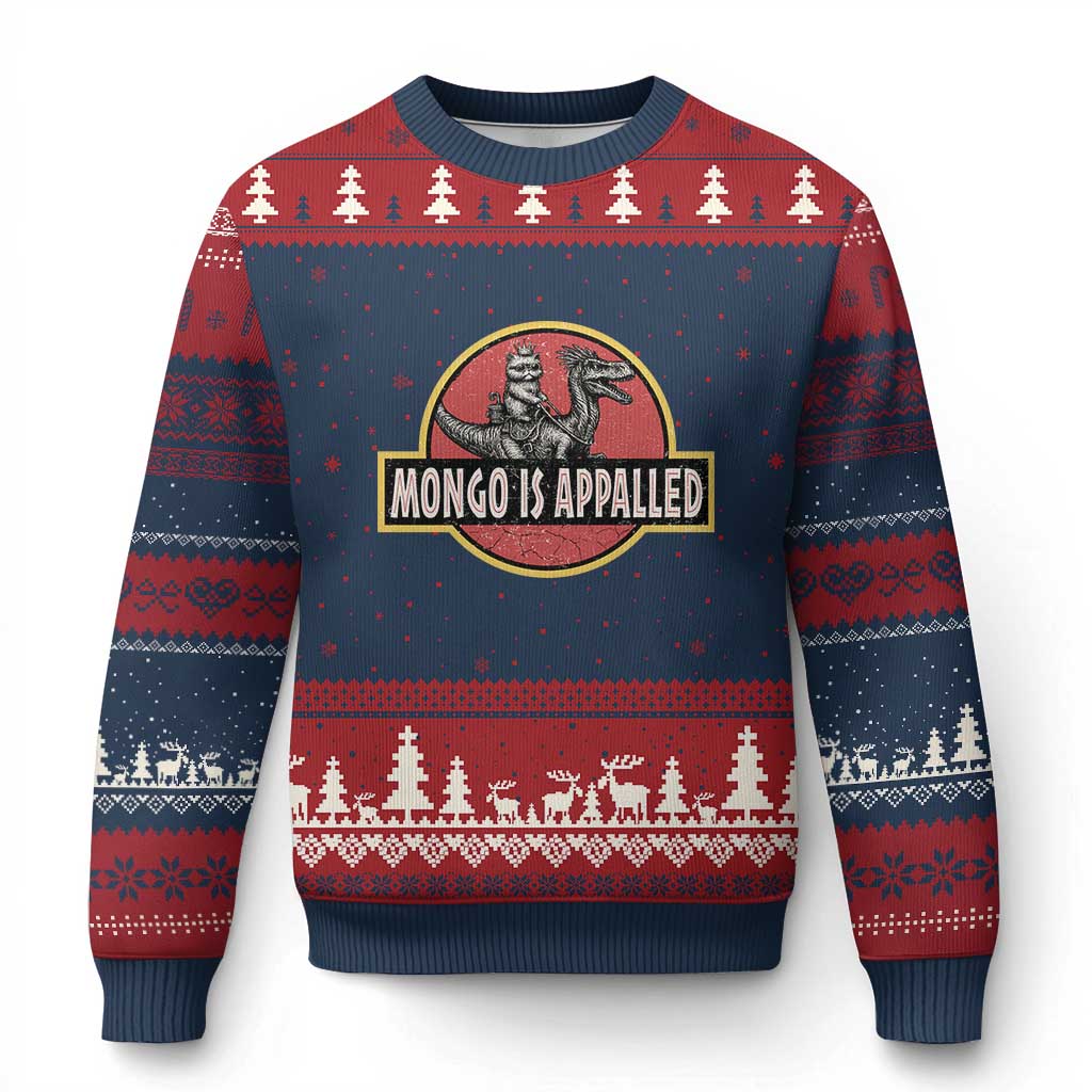 Retro Mongo is Appalled Ugly Christmas Sweater Princess Cat Riding Dinosaur Book Lover TS14 Navy Red Print Your Wear