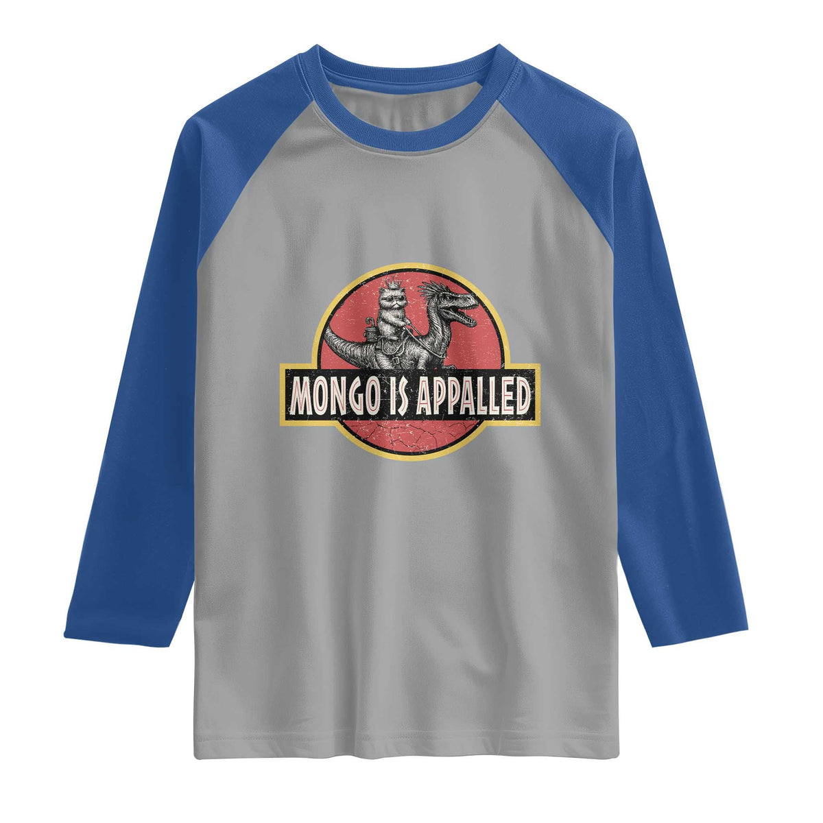Retro Mongo is Appalled Raglan Shirt Princess Cat Riding Dinosaur Book Lover TS14 Sport Gray Royal Print Your Wear