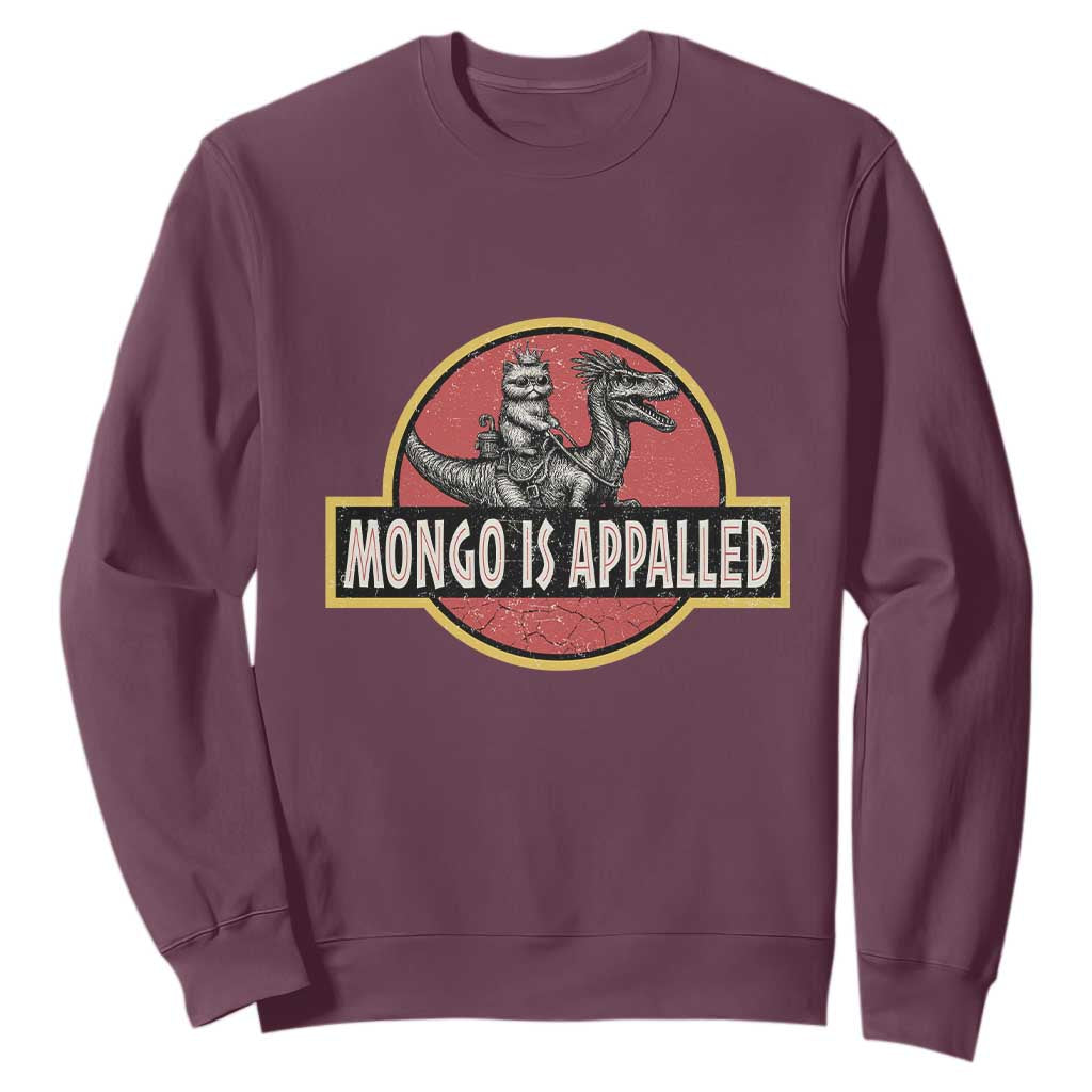 Retro Mongo is Appalled Sweatshirt Princess Cat Riding Dinosaur Book Lover TS14 Maroon Print Your Wear