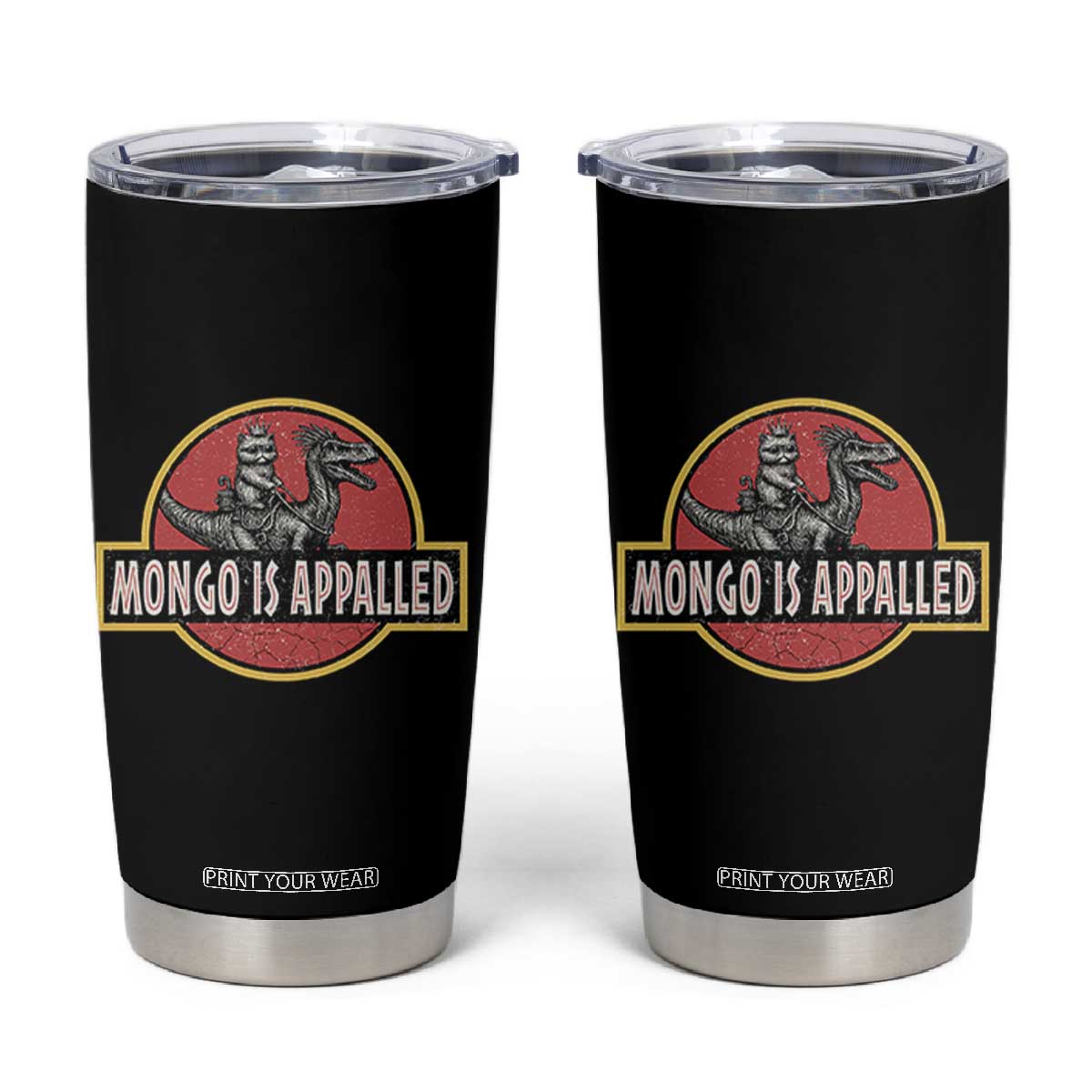Retro Mongo is Appalled Tumbler Cup Princess Cat Riding Dinosaur Book Lover TS14 Black Print Your Wear