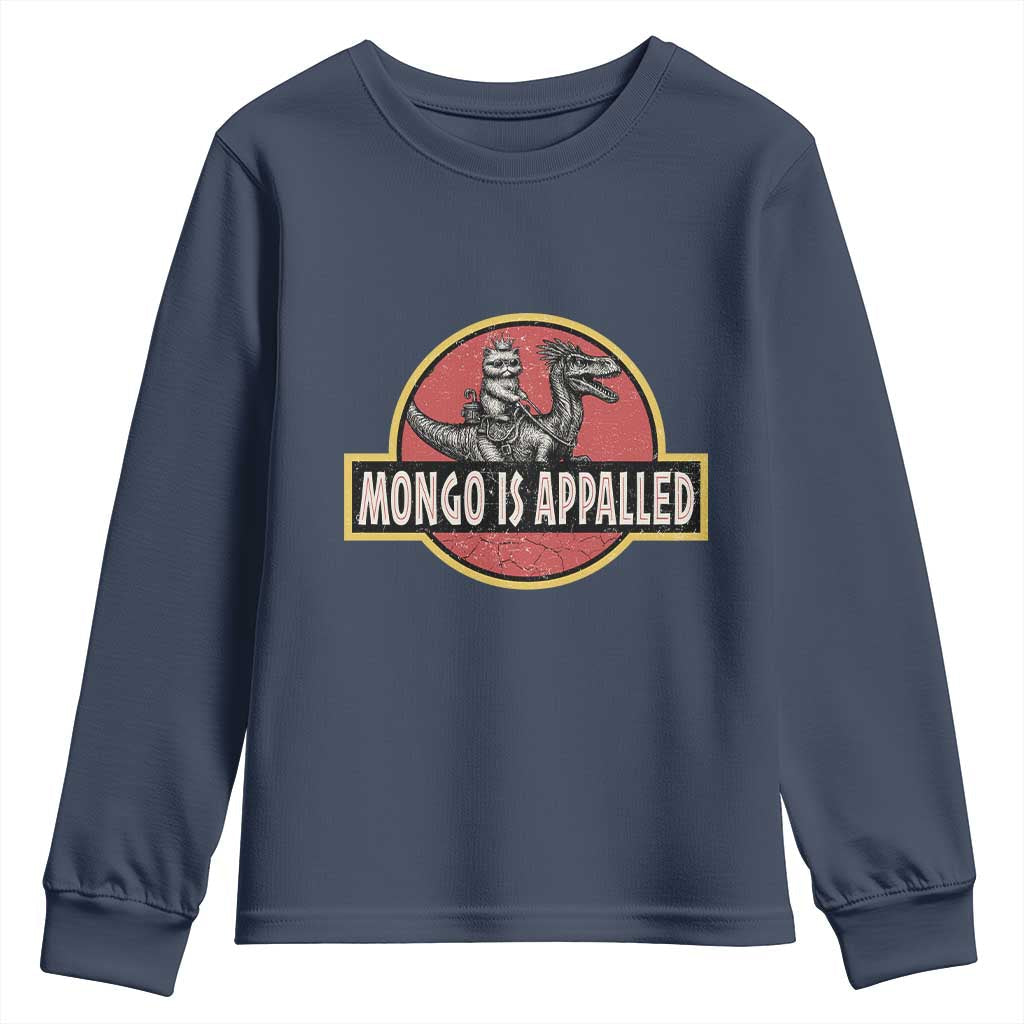 Retro Mongo is Appalled Youth Sweatshirt Princess Cat Riding Dinosaur Book Lover TS14 Navy Print Your Wear