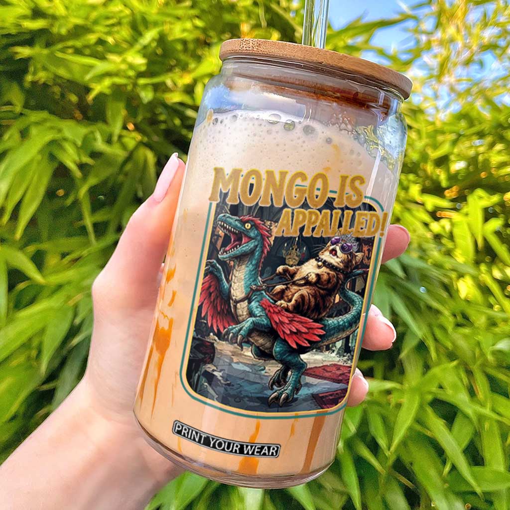 Mongo is Appalled Glass Can Vintage Princess Cat Riding Dinosaur Sci-Fi Book Lover TS14 Black Print Your Wear