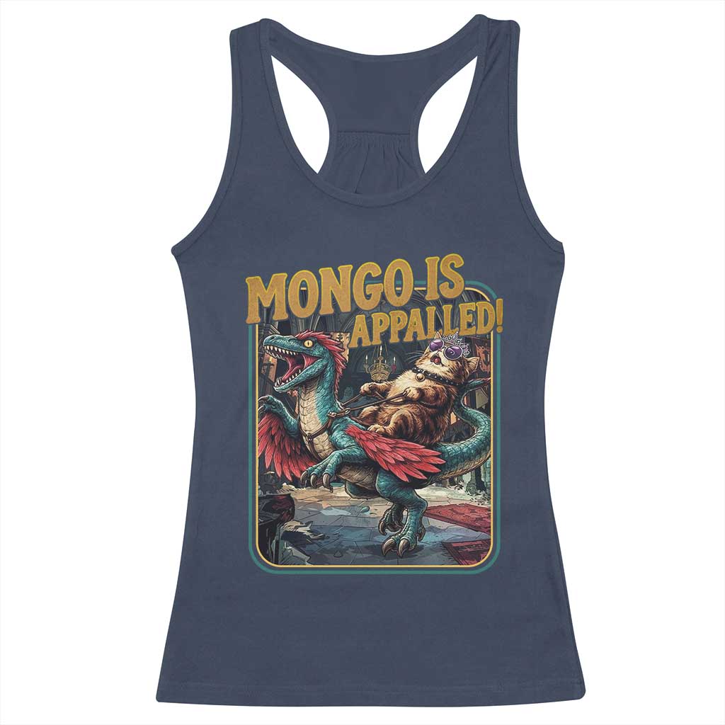Mongo is Appalled Racerback Tank Top Vintage Princess Cat Riding Dinosaur Sci-Fi Book Lover TS14 Navy Print Your Wear