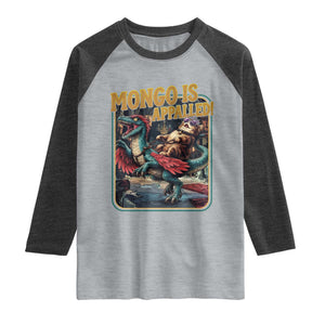 Mongo is Appalled Raglan Shirt Vintage Princess Cat Riding Dinosaur Sci-Fi Book Lover TS14 Heather Gray Heather Charcoal Print Your Wear
