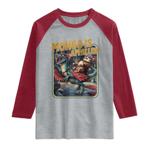 Mongo is Appalled Raglan Shirt Vintage Princess Cat Riding Dinosaur Sci-Fi Book Lover TS14 Heather Gray Heather Red Print Your Wear