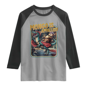 Mongo is Appalled Raglan Shirt Vintage Princess Cat Riding Dinosaur Sci-Fi Book Lover TS14 Sport Gray Black Print Your Wear