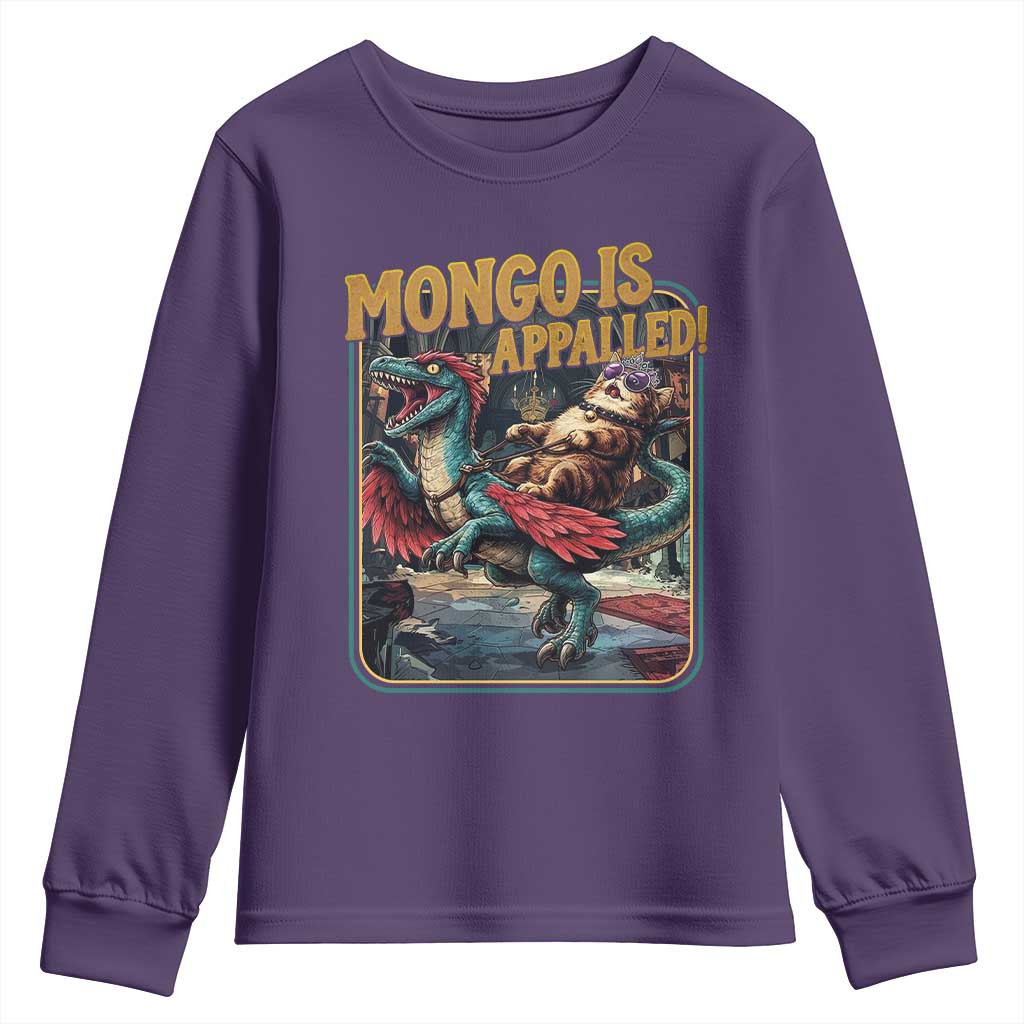 Mongo is Appalled Youth Sweatshirt Vintage Princess Cat Riding Dinosaur Sci-Fi Book Lover TS14 Purple Print Your Wear