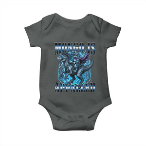 Mongo is Appalled Baby Onesie Funny Princess Cat Riding Dinosaur TS14 Dark Heather Print Your Wear