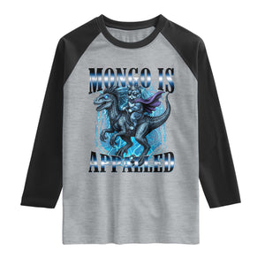 Mongo is Appalled Raglan Shirt Funny Princess Cat Riding Dinosaur TS14 Heather Gray Black Print Your Wear