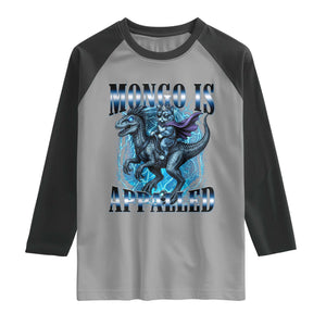 Mongo is Appalled Raglan Shirt Funny Princess Cat Riding Dinosaur TS14 Sport Gray Black Print Your Wear