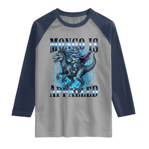 Mongo is Appalled Raglan Shirt Funny Princess Cat Riding Dinosaur TS14 Sport Gray Navy Print Your Wear