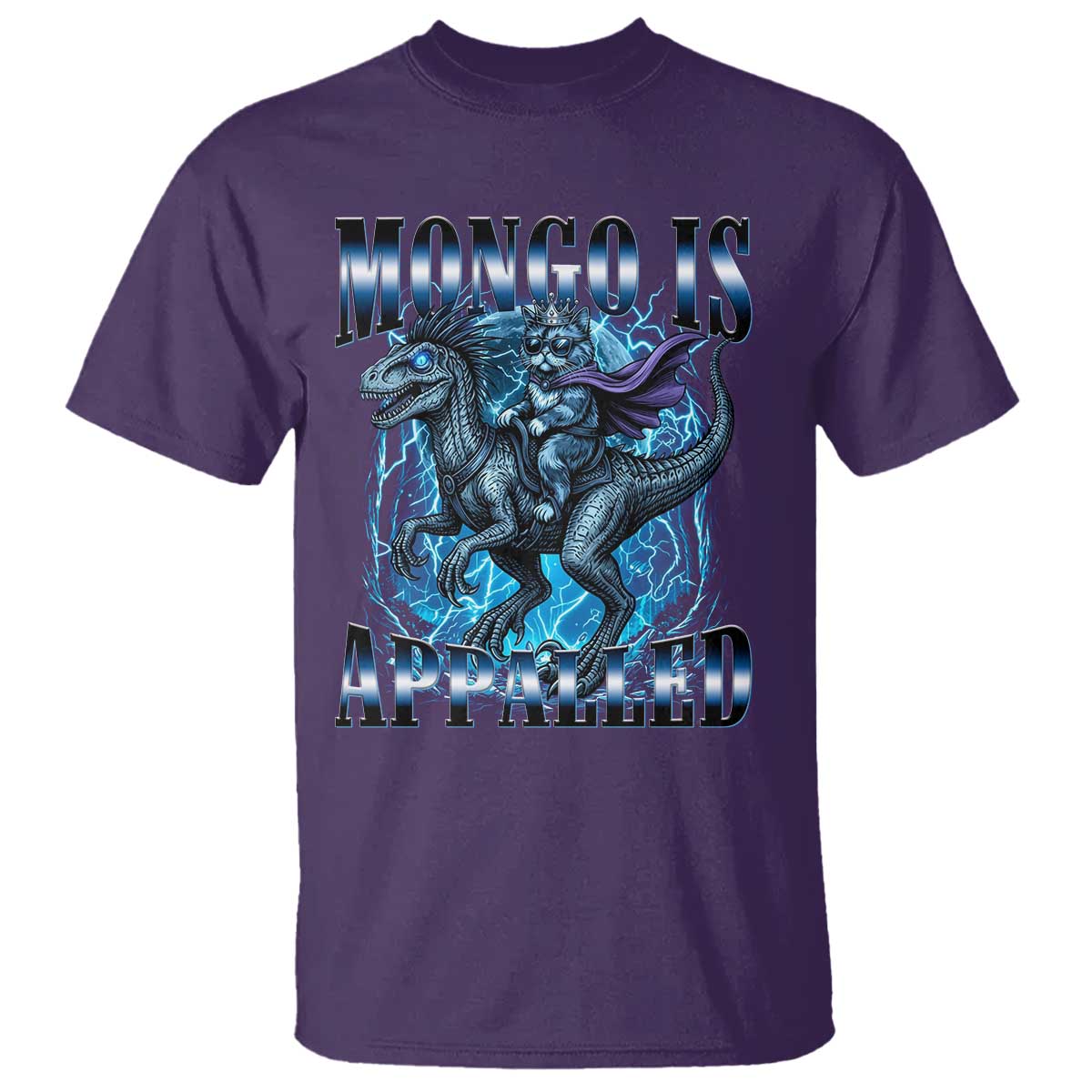 Mongo is Appalled T Shirt Funny Princess Cat Riding Dinosaur TS14 Purple Print Your Wear