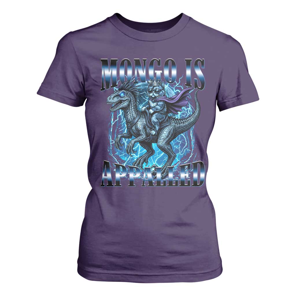 Mongo is Appalled T Shirt For Women Funny Princess Cat Riding Dinosaur TS14 Purple Print Your Wear