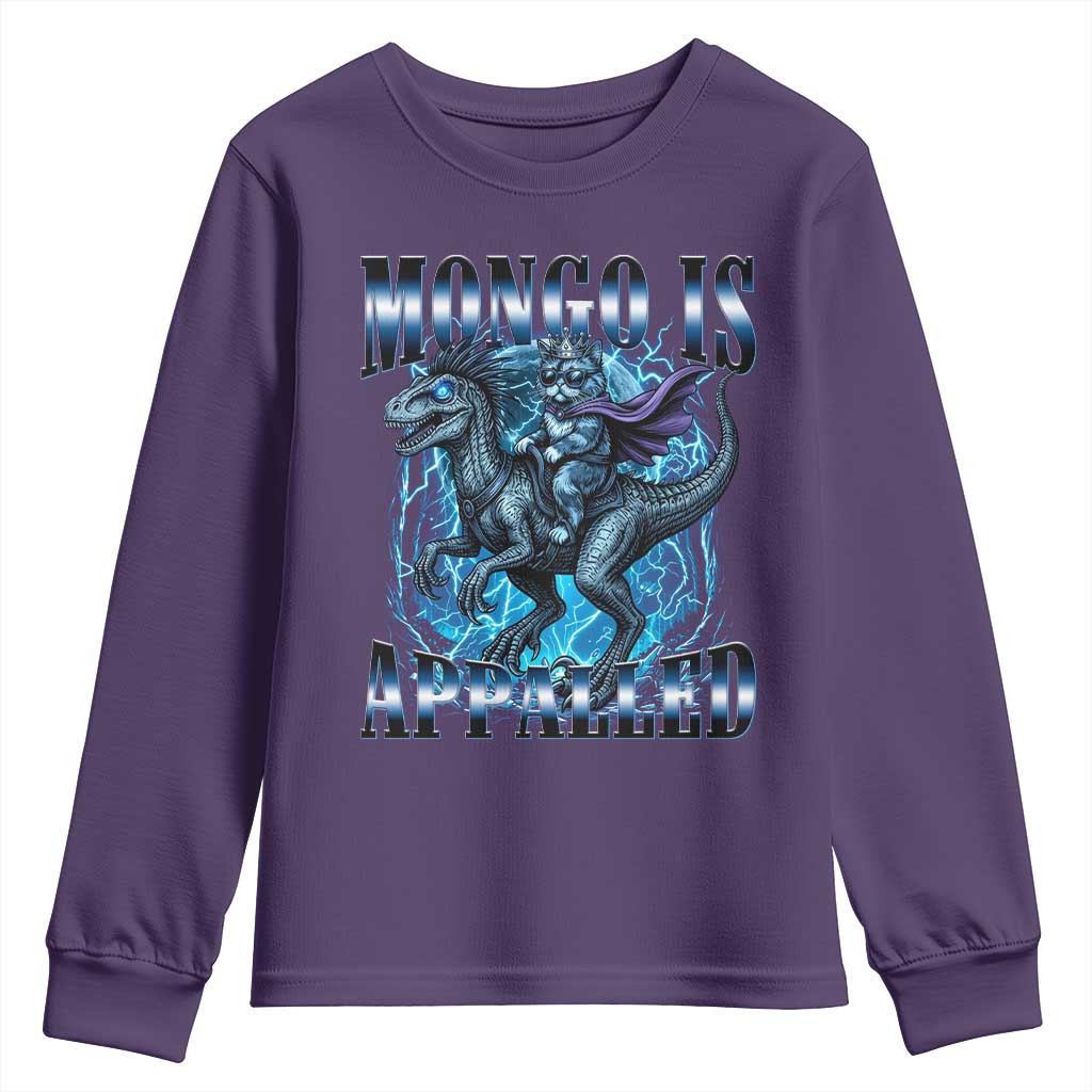 Mongo is Appalled Youth Sweatshirt Funny Princess Cat Riding Dinosaur TS14 Purple Print Your Wear