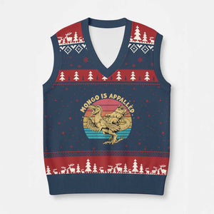 Mongo is Appalled V-Neck Knit Sweater Vest Vintage Princess Cat Riding Dinosaur TS14 Navy Red Print Your Wear