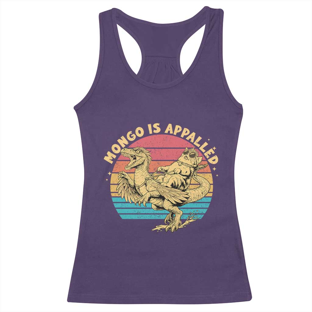 Mongo is Appalled Racerback Tank Top Vintage Princess Cat Riding Dinosaur TS14 Purple Print Your Wear