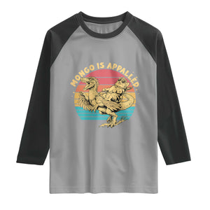 Mongo is Appalled Raglan Shirt Vintage Princess Cat Riding Dinosaur TS14 Sport Gray Black Print Your Wear