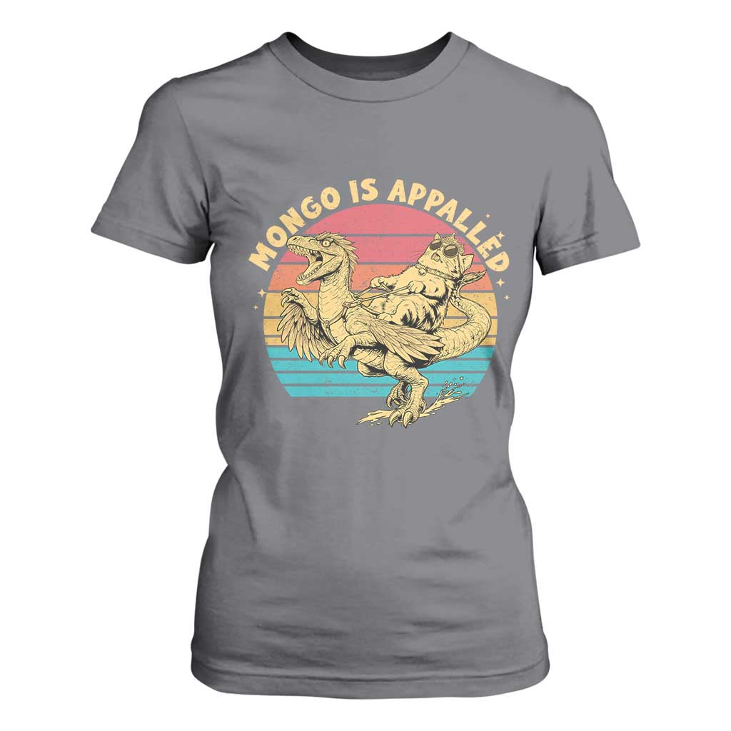 Mongo is Appalled T Shirt For Women Vintage Princess Cat Riding Dinosaur TS14 Charcoal Print Your Wear