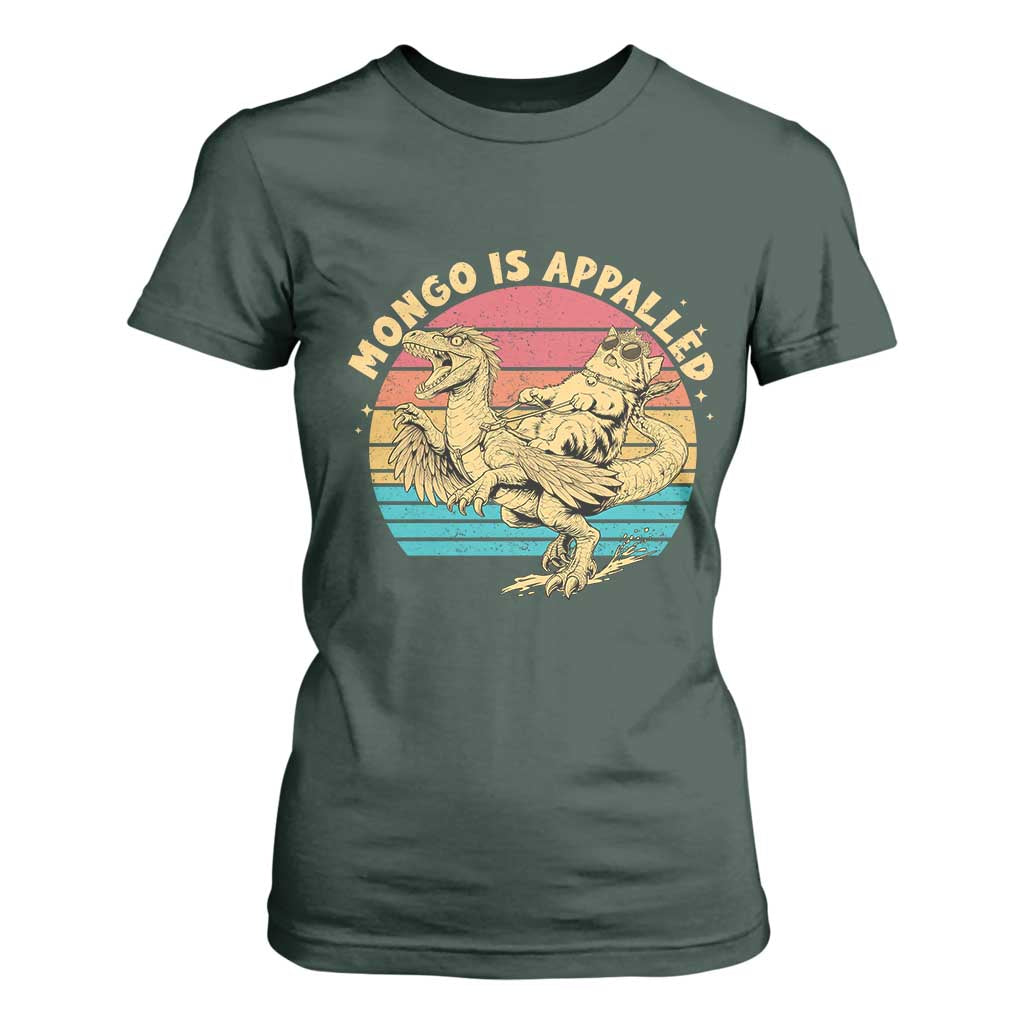 Mongo is Appalled T Shirt For Women Vintage Princess Cat Riding Dinosaur TS14 Dark Forest Green Print Your Wear
