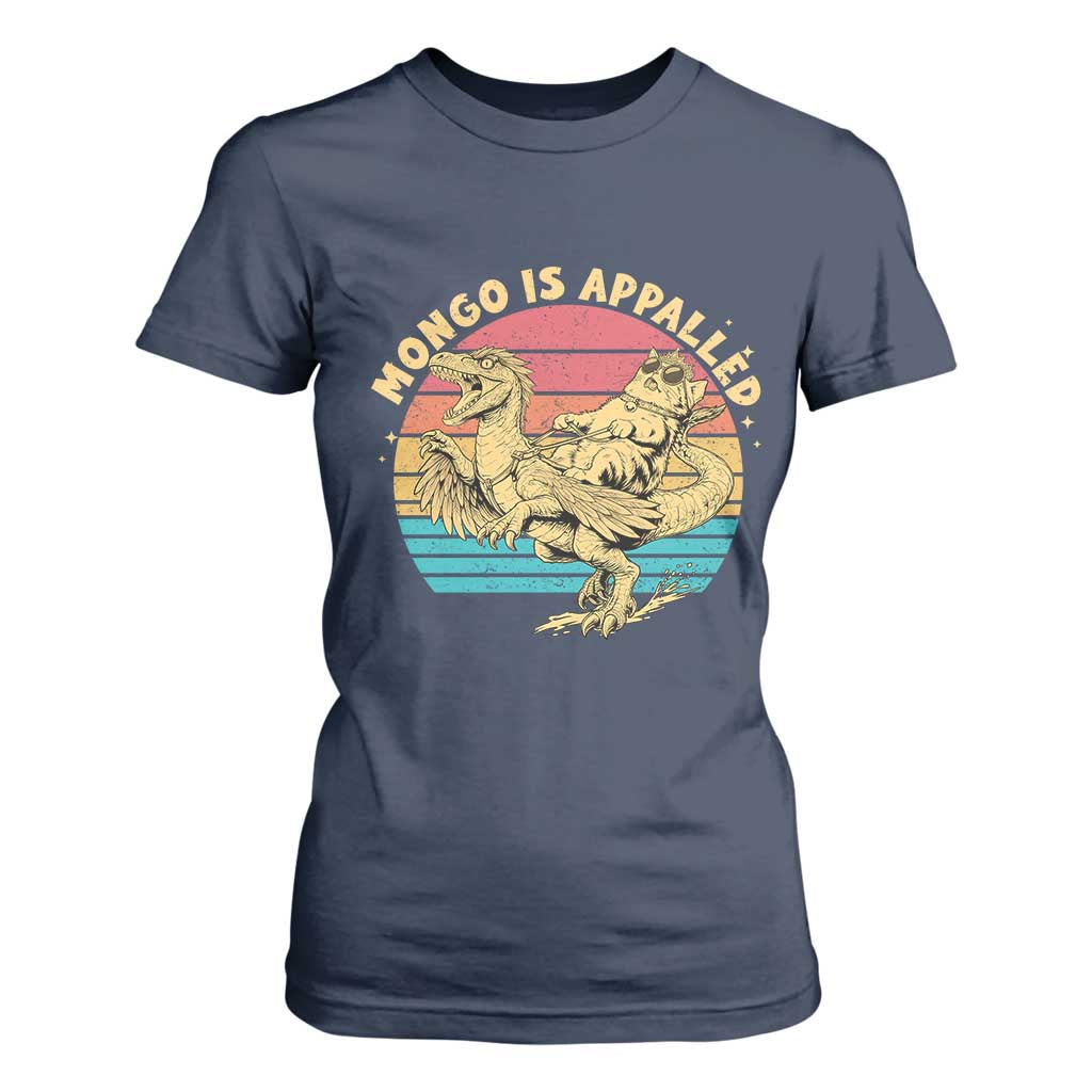 Mongo is Appalled T Shirt For Women Vintage Princess Cat Riding Dinosaur TS14 Navy Print Your Wear