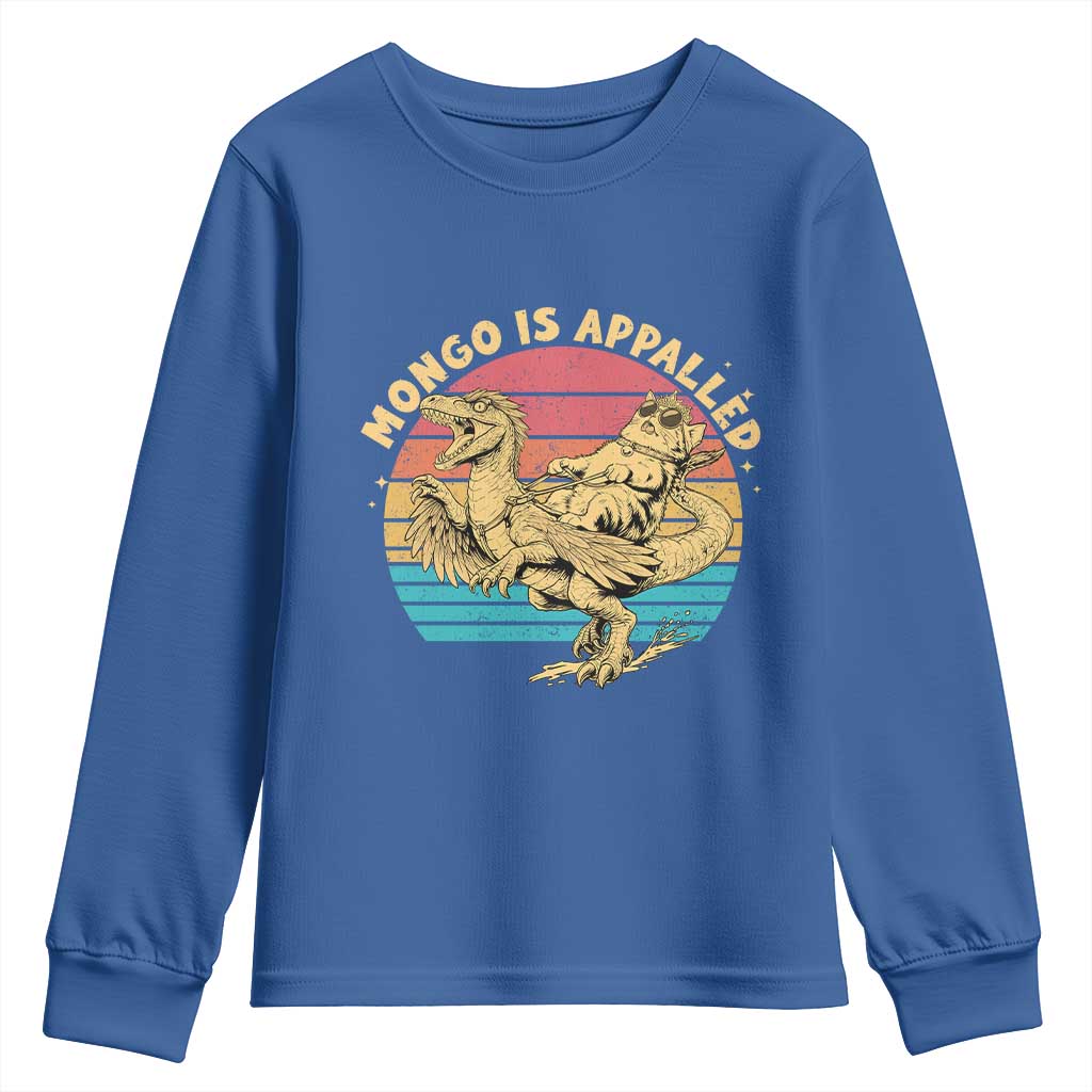 Mongo is Appalled Youth Sweatshirt Vintage Princess Cat Riding Dinosaur TS14 Royal Blue Print Your Wear